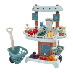 Ecoiffier Jouets - 1690 - Etal Du Marché : Marchande Roulante, Paniers, Accessoires Complets - Jeu D'imitation - Dès 18 Mois -Fabriqué En France