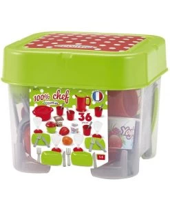 Vaisselle, Ustensiles De Cuisine Et Aliments – Jouets Ecoiffier – 2603 - Coffret Dînette 100 % Chef – 36 Pièces